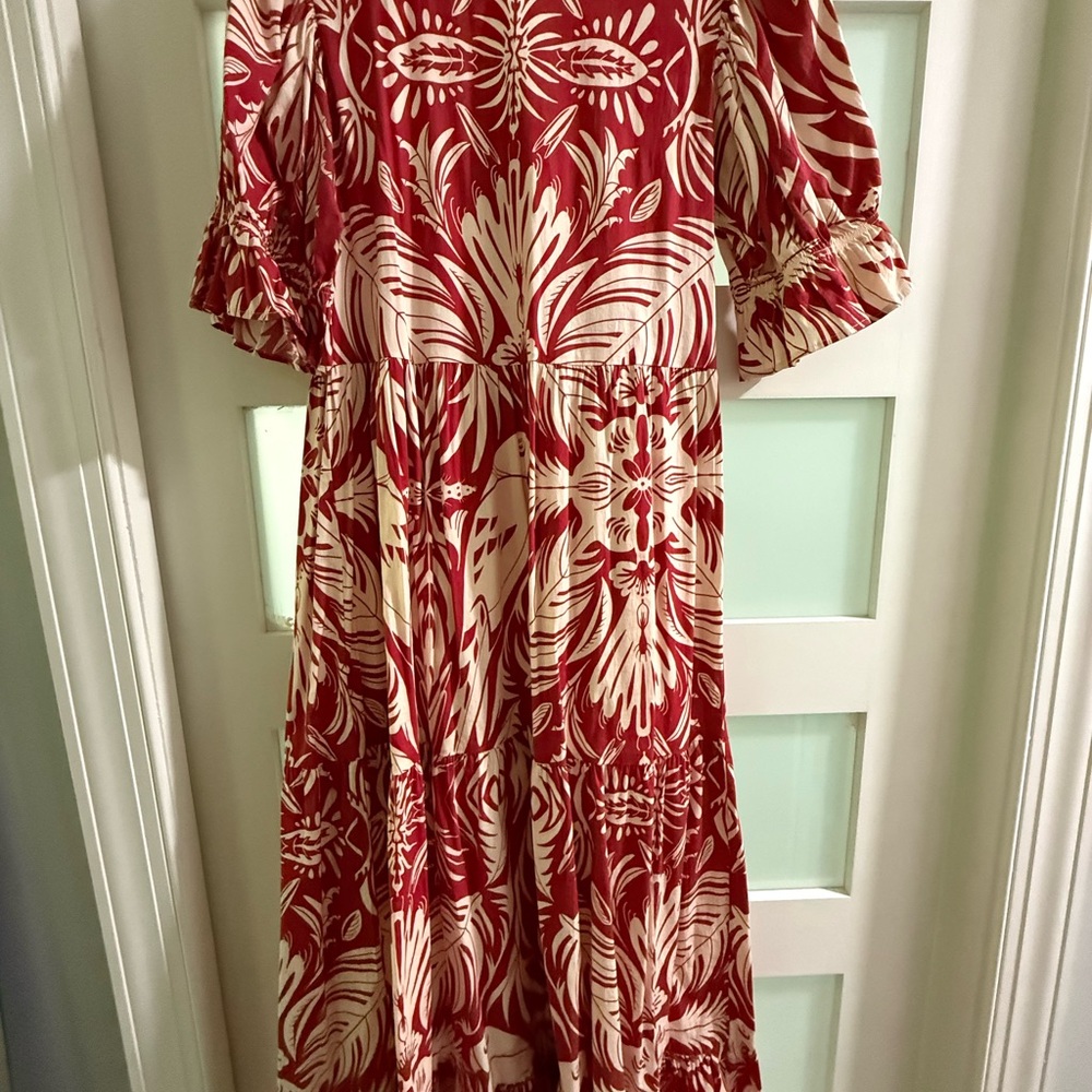 Sheridan French Floral Red and Cream Maxi Dress